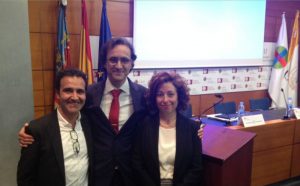 Los doctores Vicente Muedra, Juan Antonio Margarit y Lucrecia Moreno, en la defensa de la tesis.