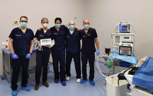 equipo Acute-19 durante la fase de validación en modelo animal del prototipo, en el Hospital Clínico Veterinario de la Universidad CEU Cardenal Herrera de Valencia.