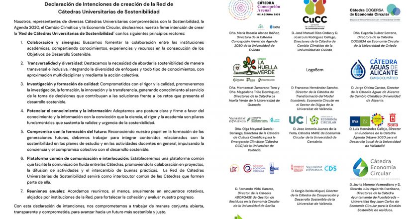 La Cátedra Aguas de Alicante de Cambio Climático de la UA se suma a la Red de Cátedras Universitarias de Sostenibilidad
